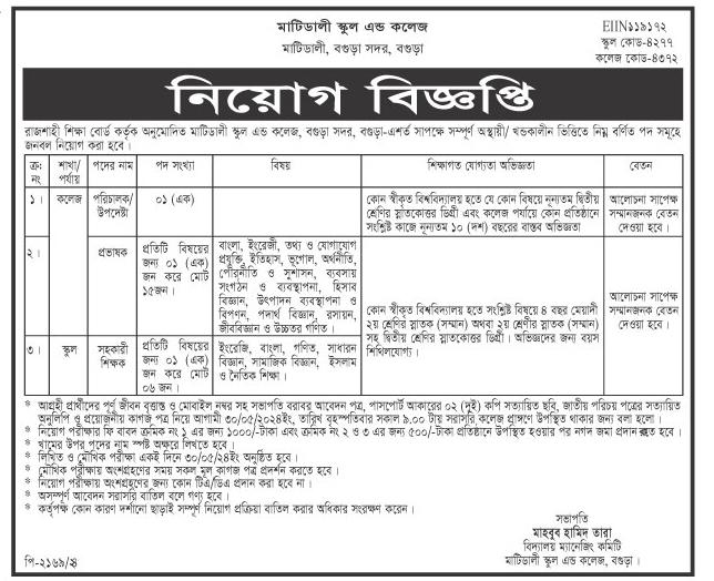 matidali school & College Job Circular